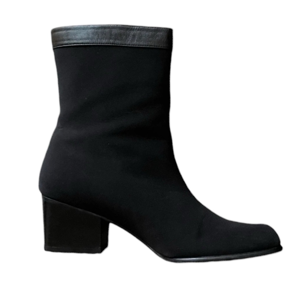 Stuart Weitzman Gore-Tex Black Fabric Ankle Boots Leather Trim MW14717 8N Spain